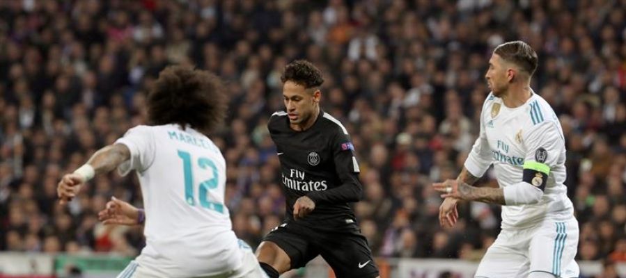 Neymar con Sergio Ramos en el enfrentamiento Neymar con Sergio Ramos en el enfrentamiento