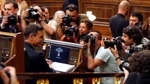 Pedro S&aacute;nchez en la sesi&oacute;n de investidura en el Congreso
