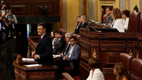 Pedro Sánchez en el Congreso durante la sesión de investidura Pedro Sánchez en el Congreso durante la sesión de investidura