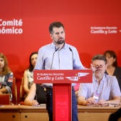 El secretario general del PSOECyL, Luis Tudanca, durante su intervención en el Comité Autonómico extraordinario 