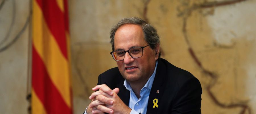 El presidente de la Generalitat, Quim Torra, durante la reunión semanal del gobierno catalán El presidente de la Generalitat, Quim Torra, durante la reunión semanal del gobierno catalán