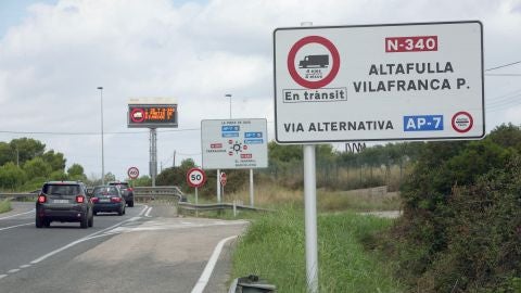 Vista del acceso a la AP-7 en Altafulla.