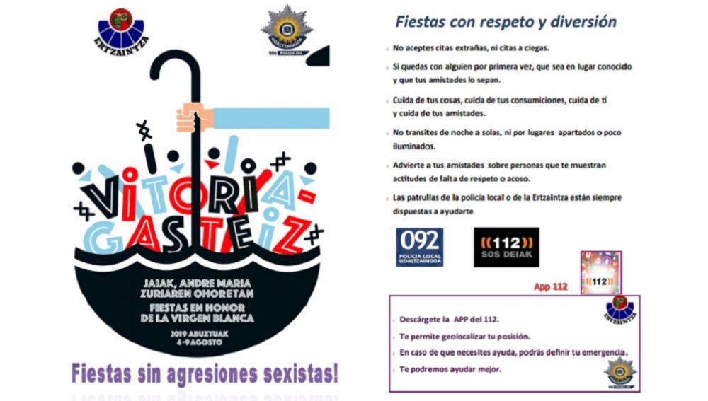 Folleto que repartirá la Ertzaintza sobre agresiones sexuales