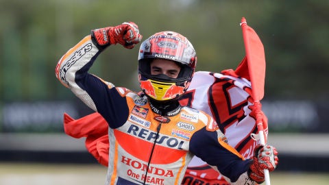 Marc M&aacute;rquez celebra su victoria en Brno