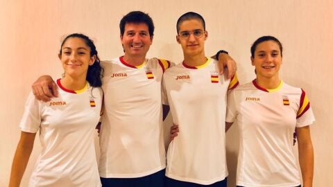 Carla Hurtado, Francisco Amat, Pedro S&aacute;nchez y B&aacute;rbara Bl&aacute;zquez en Bak&uacute;.