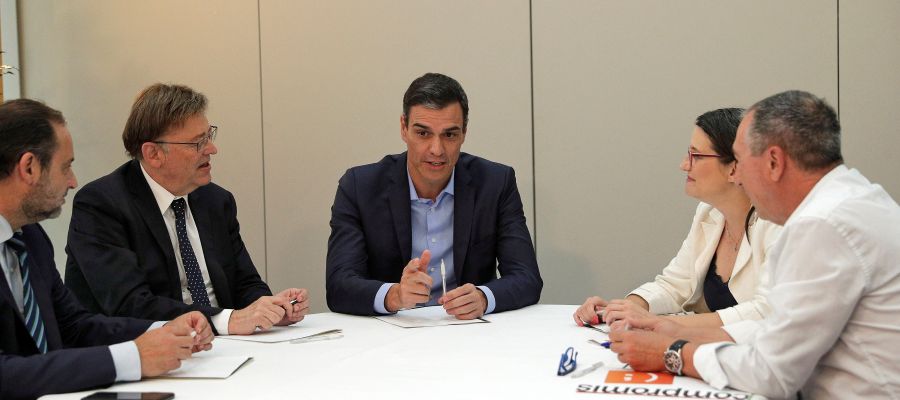 Reunión entre Pedro Sánchez, Mónica Oltra y Joan Baldoví Reunión entre Pedro Sánchez, Mónica Oltra y Joan Baldoví