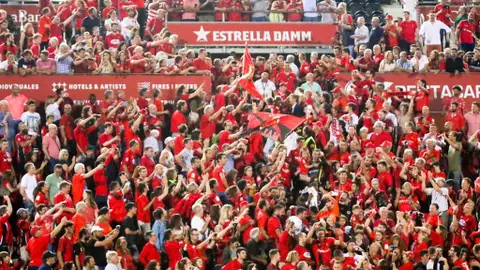La afición mallorquinista durante uno de los partidos de su equipo. ABONOS SOCIOS RCD MALLORCA
