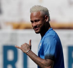 Neymar, durante un entrenamiento Neymar, durante un entrenamiento
