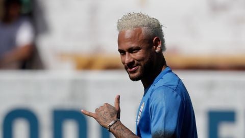 Neymar, durante un entrenamiento