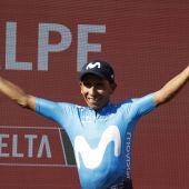 Nairo Quintana celebra su victoria en la segunda etapa de la Vuelta