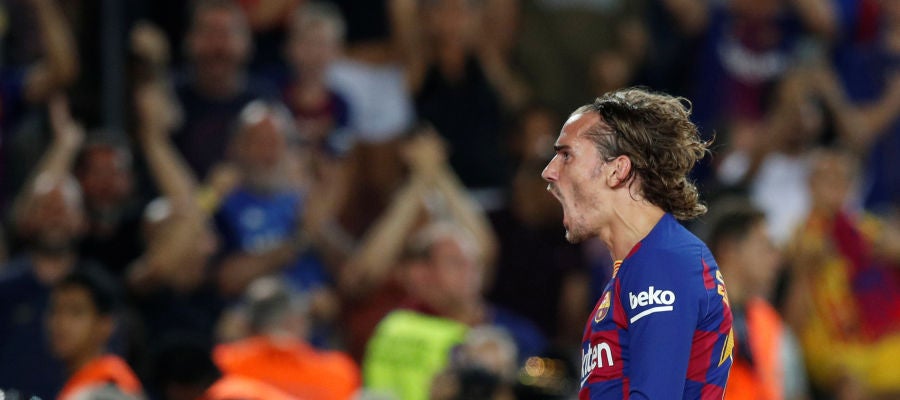 Griezmann celebra con rabia su segundo gol contra el Betis Griezmann celebra con rabia su segundo gol contra el Betis
