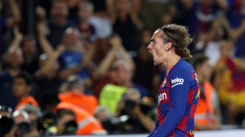 Griezmann celebra con rabia su segundo gol contra el Betis