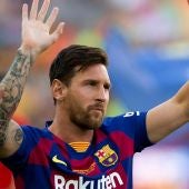 Leo Messi en su reencuentro con la afición blaugrana