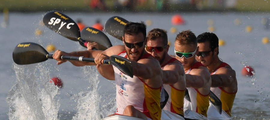 El equipo español de K4 en los Mundiales de piragüismo El equipo español de K4 en los Mundiales de piragüismo