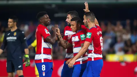 Los futbolistas del Granada celebran un gol Los futbolistas del Granada celebran un gol
