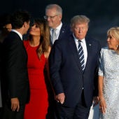 Los mandatarios momentos antes de tomarse la foto grupal al finalizar la cumbre del G7