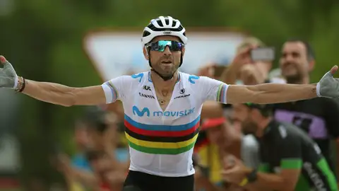 Alejandro Valverde celebra su victoria en la séptima etapa Alejandro Valverde celebra su victoria en la séptima etapa