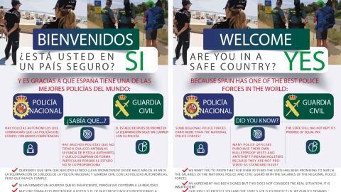 Dise&ntilde;o del folleto (en castellano e ingl&eacute;s) que los miembros de Jusapol repartir&aacute;n a los turistas.