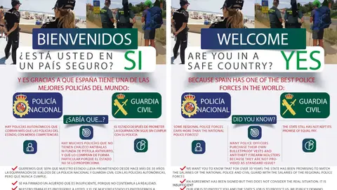Diseño del folleto (en castellano e inglés) que los miembros de Jusapol repartirán a los turistas. Diseño del folleto (en castellano e inglés) que los miembros de Jusapol repartirán a los turistas.