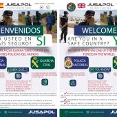 Diseño del folleto (en castellano e inglés) que los miembros de Jusapol repartirán a los turistas.