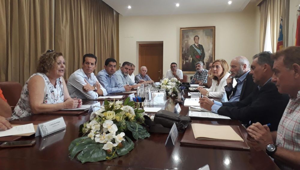 Imagen de la reunión celebrada, presidida por la subdelegada del Gobierno en la provincia, Araceli Poblador.