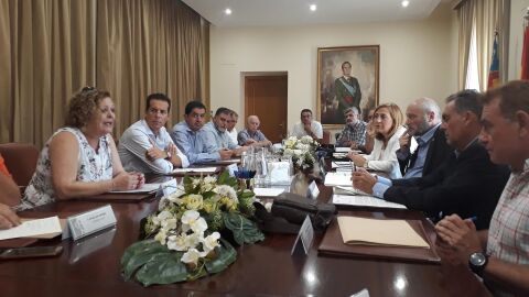 Imagen de la reuni&oacute;n celebrada, presidida por la subdelegada del Gobierno en la provincia, Araceli Poblador.