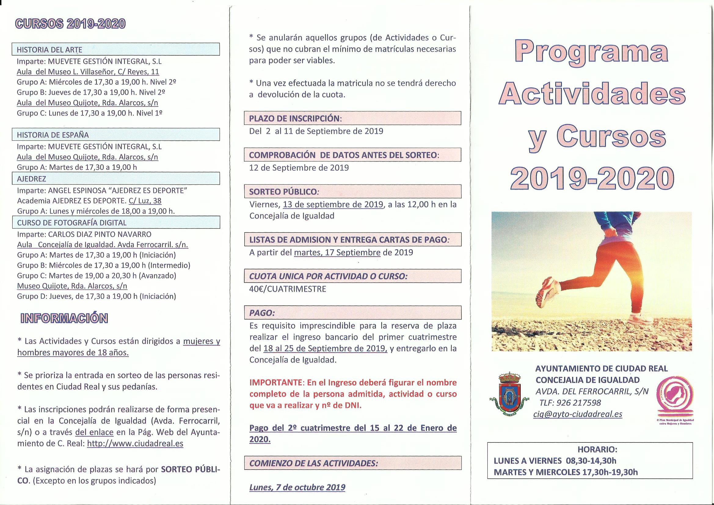 El Ayuntamiento de Ciudad Real abre el lunes el plazo de inscripción para las actividades de Igualdad El Ayuntamiento de Ciudad Real abre el lunes el plazo de inscripción para las actividades de Igualdad