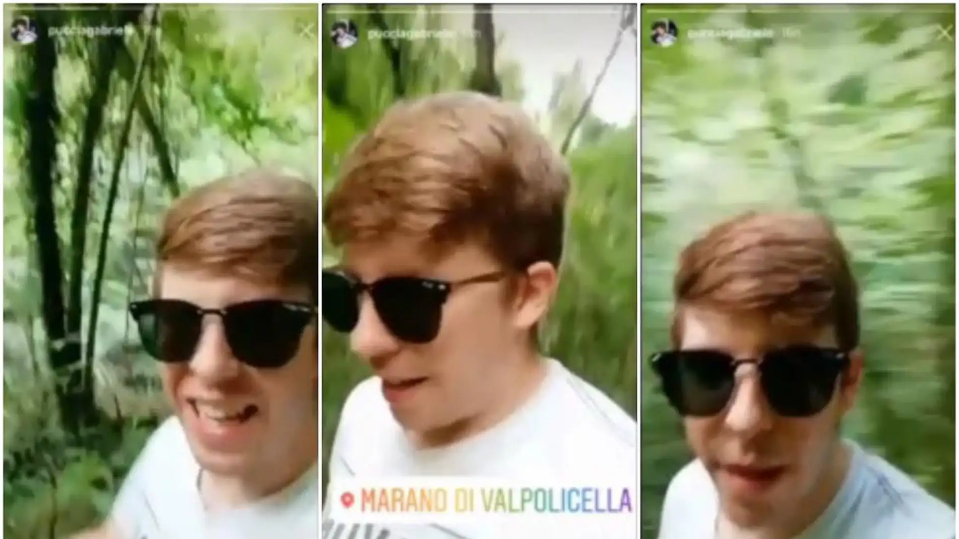 Gabriele Puccia grabando el vídeo que subió a Instagram