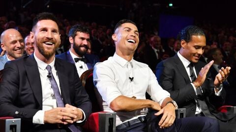 Messi, Cristiano y Van Dijk, en la gala de la UEFA