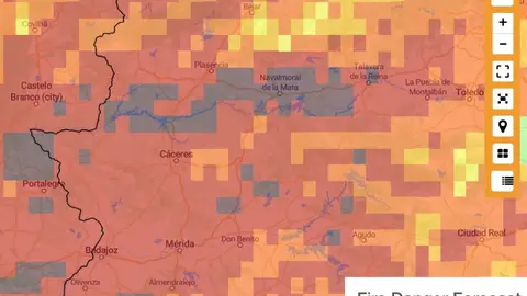 Riesgo Incendios Forestales Extremadura 2 de Septiembre