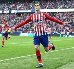 Kalinic celebra un gol con el Atlético Kalinic celebra un gol con el Atlético