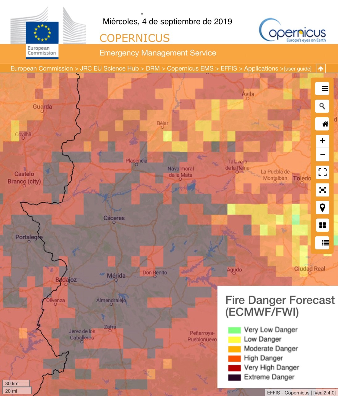 RIESGO DE INCENDIOS FORESTALES Miércoles, día 4 de septiembre RIESGO DE INCENDIOS FORESTALES Miércoles, día 4 de septiembre