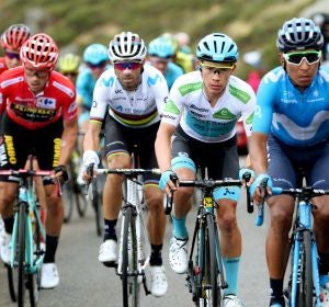 Primoz Roglic, Alejandro Valverde y los colombianos Miguel Ángel López y Nairo Quintana, durante la vigésima etapa de la Vuelta a España 2019 Primoz Roglic, Alejandro Valverde y los colombianos Miguel Ángel López y Nairo Quintana, durante la vigésima etapa de la Vuelta a España 2019