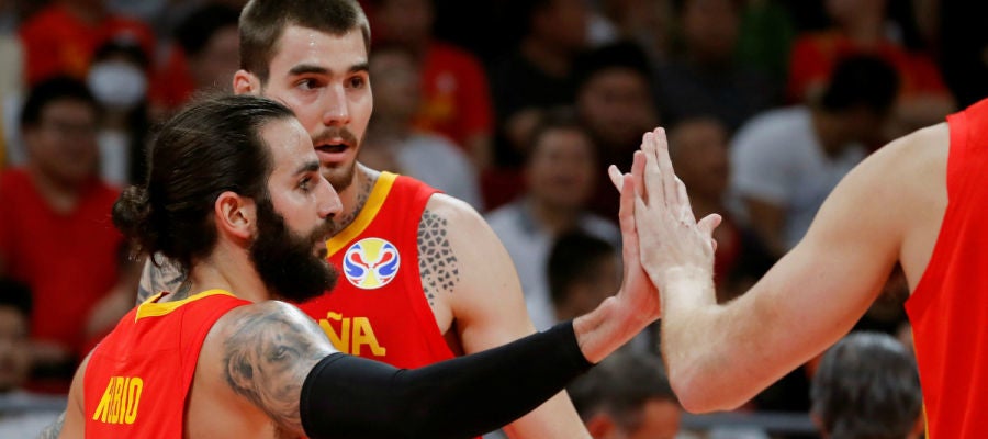 Ricky Rubio, tras una acción del partido Ricky Rubio, tras una acción del partido
