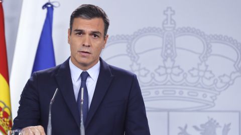 El presidente del Gobierno en funciones, Pedro S&aacute;nchez, durante la rueda de prensa