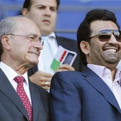 Imagen de archivo del alcalde de Málaga, Francisco de la Torre, y el jeque del Málaga Al-Thani, en el palco de La Rosaleda Imagen de archivo del alcalde de Málaga, Francisco de la Torre, y el jeque del Málaga Al-Thani, en el palco de La Rosaleda