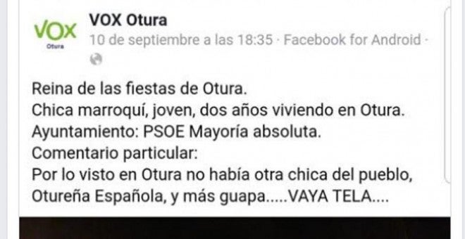 Denuncian a Vox por comentario xenófobo contra la recién nombrada reina de las fiestas, de nacionalidad marroquí Denuncian a Vox por comentario xenófobo contra la recién nombrada reina de las fiestas, de nacionalidad marroquí