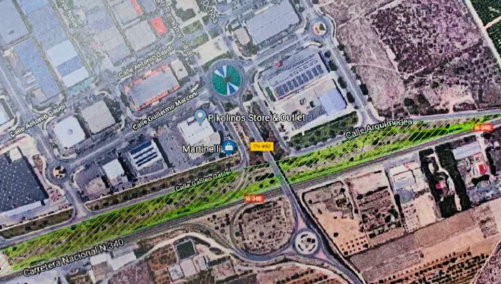 Zona verde en la que se va a actuar en el parque empresarial de Elche.