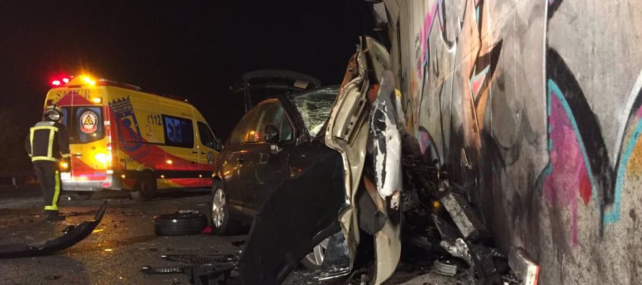 Accidente provocado por un kamikaze en la M-50 Accidente provocado por un kamikaze en la M-50