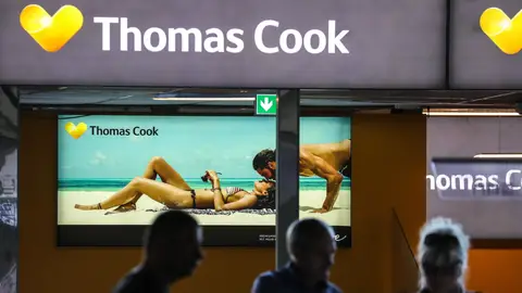 Imagen que muestra un cartel publicitario de la empresa británica Thomas Cook Imagen que muestra un cartel publicitario de la empresa británica Thomas Cook