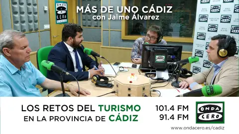 Más de Uno Cádiz 24/9/2019 - Mesa sobre turismo Mesa de debate en la que hablamos del reto turístico en la provincia de Cádiz con Miguel Rodríguez, Delegado Territorial en Cádiz de Turismo, Juan Antonio Martínez Romero, Delegado de Turismo del Ayuntamiento de El Puerto de Santa María y con Antonio De María, presidente de HORECA.