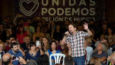 Pablo Iglesias en un mitin en Murcia