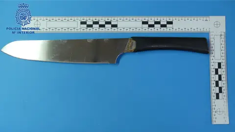 El cuchillo con el que la mujer ha agredido a su pareja sentimental. El cuchillo con el que la mujer ha agredido a su pareja sentimental.