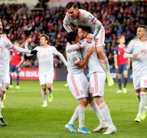 España celebra un gol ante Noruega España celebra un gol ante Noruega