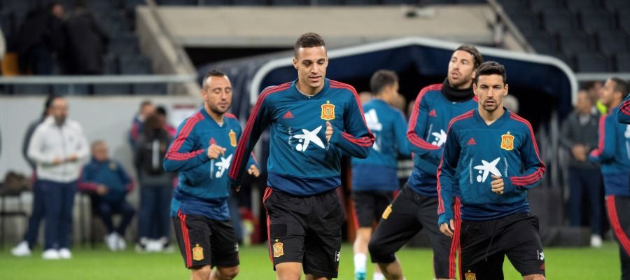 Rodrigo Moreno, en el entrenamiento con la selección española Rodrigo Moreno, en el entrenamiento con la selección española