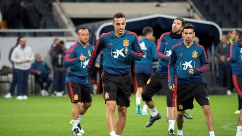 Rodrigo Moreno, en el entrenamiento con la selecci&oacute;n espa&ntilde;ola