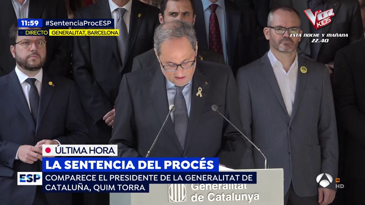 Torra exige "amnistía" para los condenados tras la sentencia de "venganza" del Supremo Torra exige "amnistía" para los condenados tras la sentencia de "venganza" del Supremo