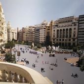 Figuración de la plaza del Ayuntamiento de València