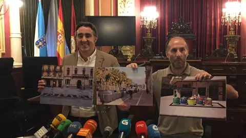 Jorge pumar e Perez Jacome,na presentación dos contenedores semisoterrados Jorge pumar e Perez Jacome,na presentación dos contenedores semisoterrados