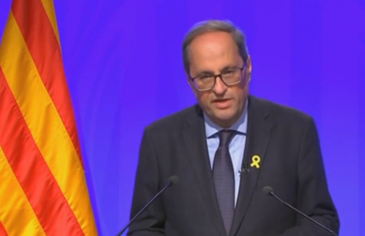 Quim Torra: "No hay ninguna justificación para lo que estamos viendo en Cataluña" Quim Torra: "No hay ninguna justificación para lo que estamos viendo en Cataluña"